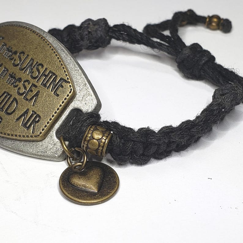 Bracelet citation Emerson, inspiration bracelet cordon de chanvre avec breloque coeur image 4