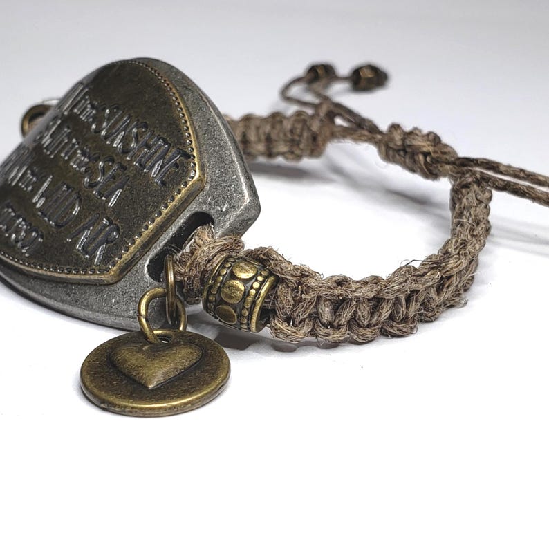 Bracelet citation Emerson, inspiration bracelet cordon de chanvre avec breloque coeur image 7