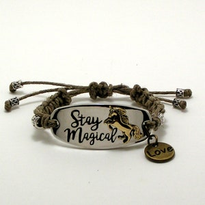 Stay Magical Unicorn Inspirational Quote Bracelets for Young Girls · Gift for Granddaughter or Daughter · Adjustable  Band · Christmas Gift