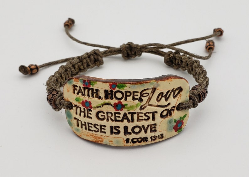 Faith Hope Love Christian Bracelet 1 Corinthians 1313 Quote Message
