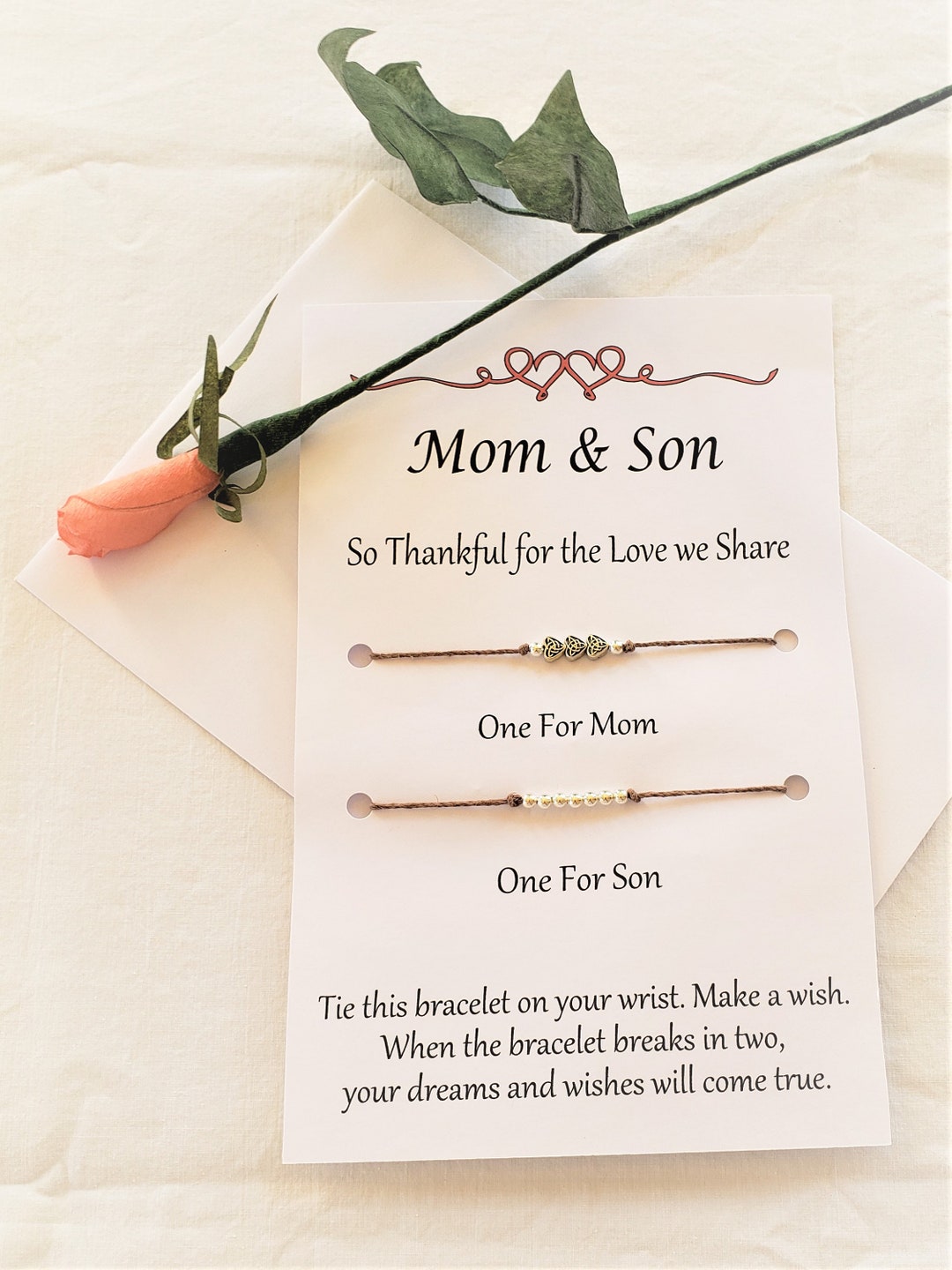 Mom and Son Gift Wish Bracelets for Mothers Day Gift Bracelets or ...