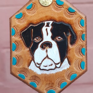 CUSTOM TOOLED KEYCHAIN // Pet Portrait // Message for Custom Orders // Hand-Tooled Leather by Sonkatonk Leather image 8