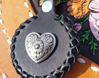 Heart Concho Keychain // Black