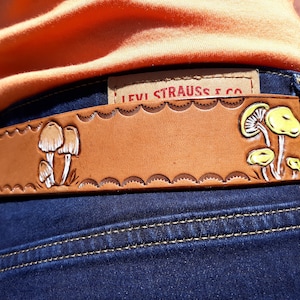 WILD MUSHROOM BELT // Briar Brown // Made to Order // Hand-Tooled Leather By Sonkatonk Leather