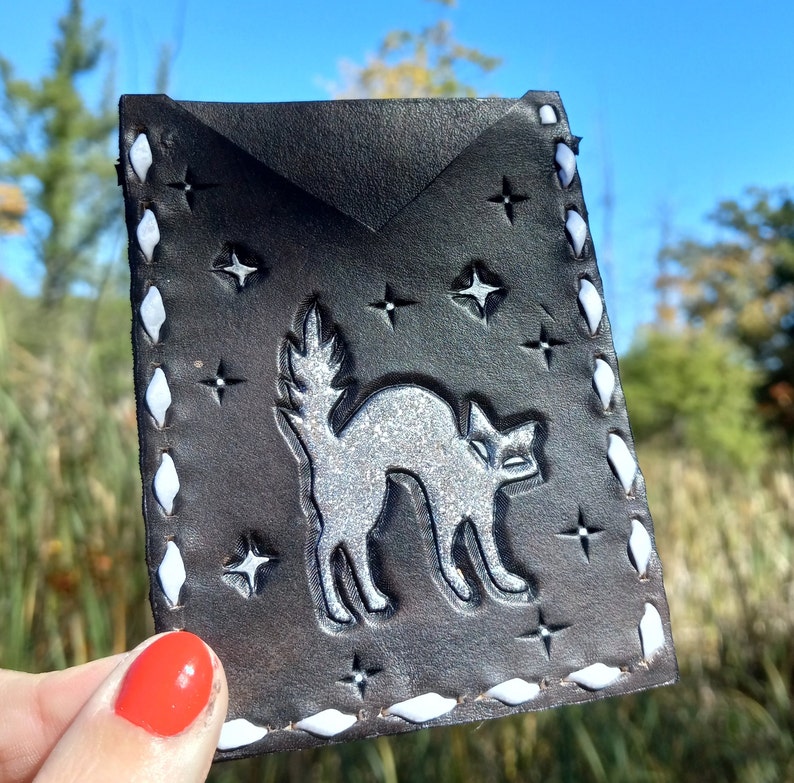 Cartera con tarjetero HALLOWEEN SPARKLE CAT // Negro antiguo imagen 3