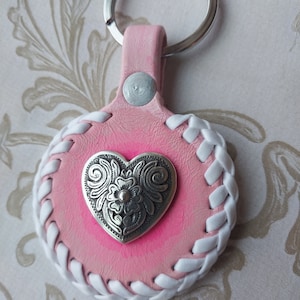 Heart Concho Keychain // Pink Glow