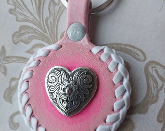 Heart Concho Keychain // Pink Glow