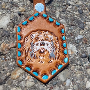 CUSTOM TOOLED KEYCHAIN // Pet Portrait // Message for Custom Orders // Hand-Tooled Leather by Sonkatonk Leather image 9