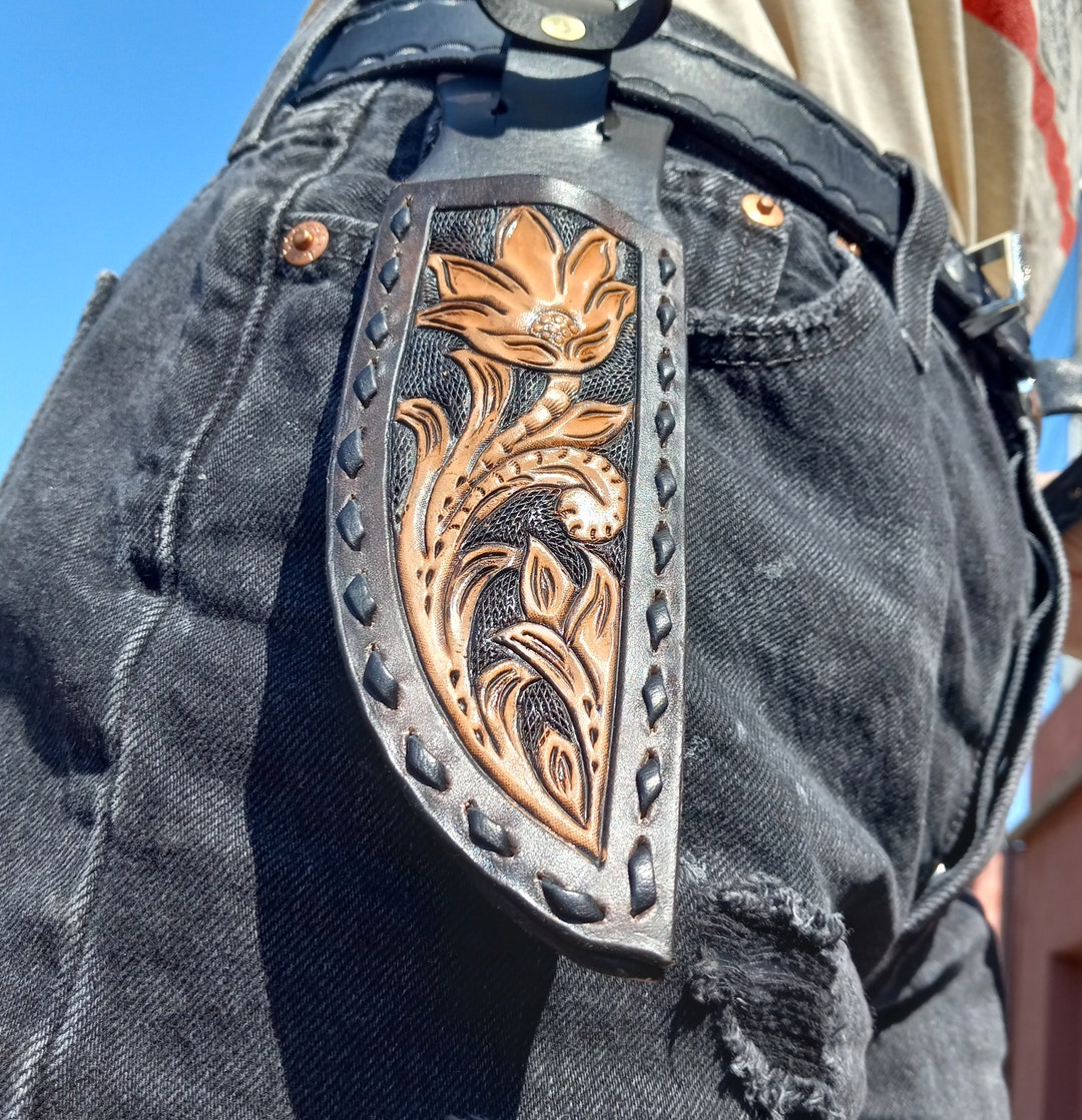 KNIFE BELT HOLSTER // Antique Black W/floral Design Etsy