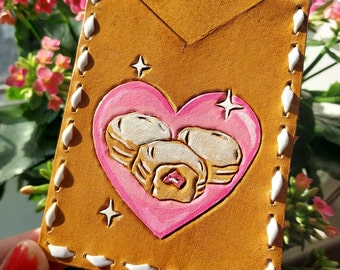 Cartera Fat Tuesday Paczki Jelly Donut // Cuero trabajado a mano por Sonkatonk Leather