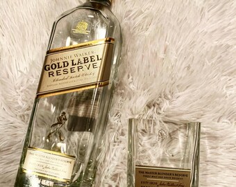 Johnnie Walker Promotional Solid Glass Miniature Bottle w//Laser Etched Logo