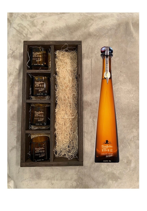Don Julio 1942 Tequila Bottle Rocks Glasses Gift Set - Full Bottle