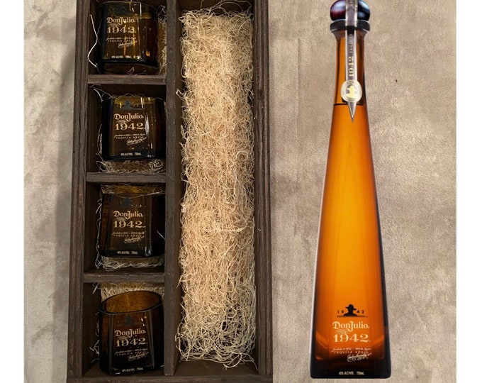 Don Julio 1942 Tequila Bottle Rocks Glasses Gift Set - Full Bottle Not Included