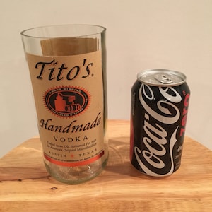 Tito&#39;s Vodka 1 Liter Bottles Cut/ Sanded into Vases (2)
