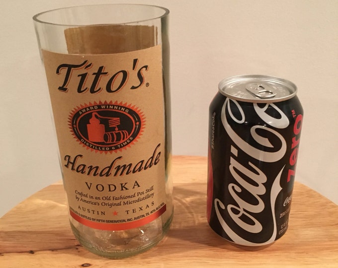 Tito's Vodka 1 Liter Bottles Cut/ Sanded into Vases (2)