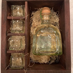 Patron Tequila Shot Glass Gift Set -Full Bottle Not Included / Bottle Stickers Removed