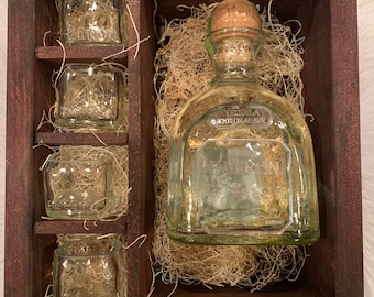 Patron Tequila Shot Glass Gift Set -Full Bottle Not Included / Bottle Stickers Removed