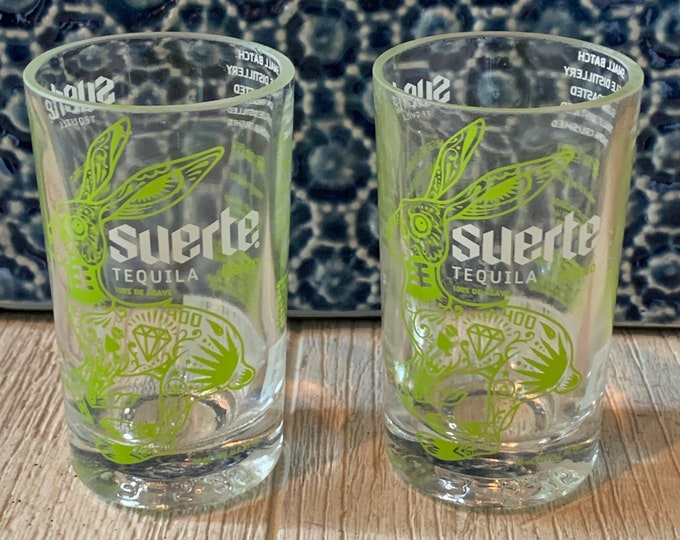 Suerte Tequila Blanco Shot Glasses (2) made from 50ml Bottles