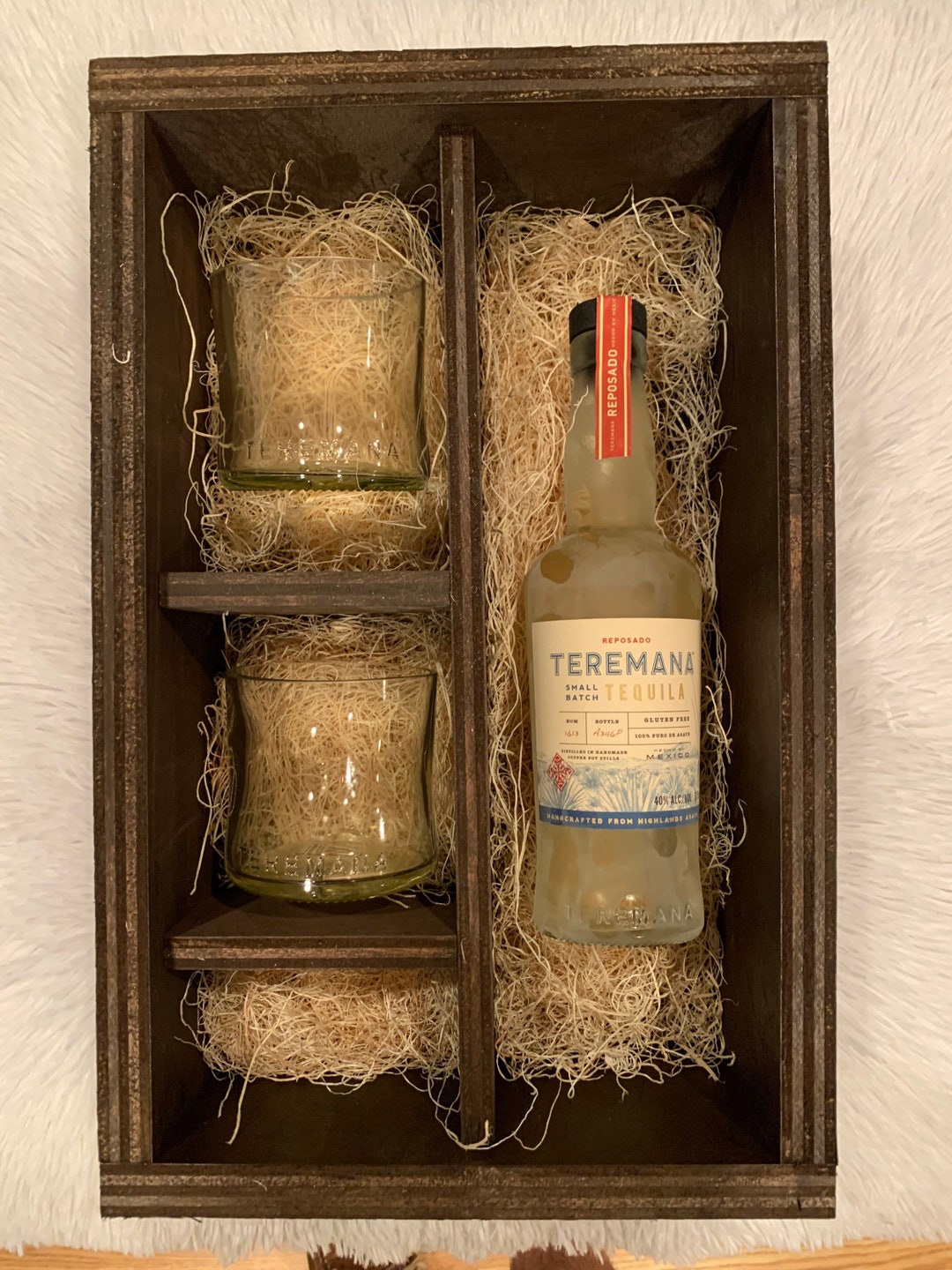Teremana Tequila Wood Box Gift Set 2 Rocks Glasses Made Etsy