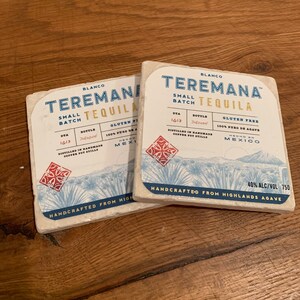 Teremana Tequila Blanco Coasters (2) - Made from Bottle Labels