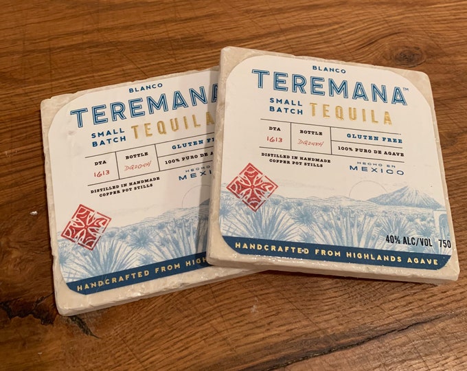 Teremana Tequila Blanco Coasters (2) - Made from Bottle Labels