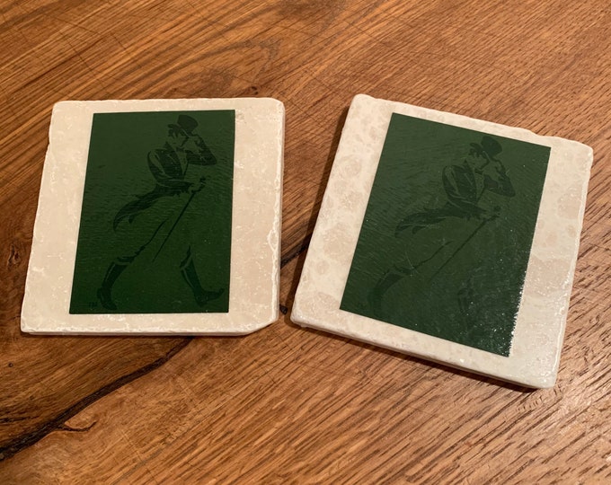 Johnnie Walker  Green Label Coasters (2) - Made from Johnnie Walker Green Label Box Packaging