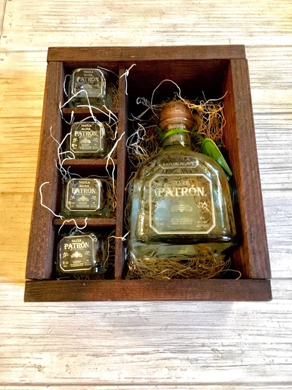 Patron Tequila Shot Glass Gift Set Full Bottle Not