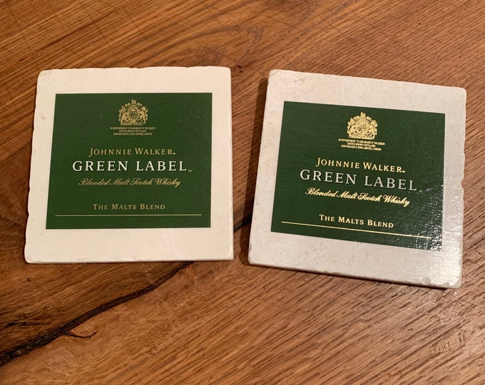 Johnnie Walker  Green Label Coasters (2) - Made from Johnnie Walker Green Label Box Packaging
