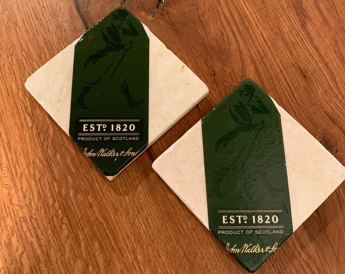 Johnnie Walker  Green Label Coasters (2) - Made from Johnnie Walker Green Label Box Packaging