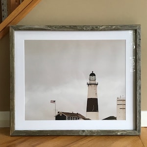 Reclaimed Wood Frame, Montauk Lighthouse, Handmade Frame, Hamptons Art, Montauk Photography