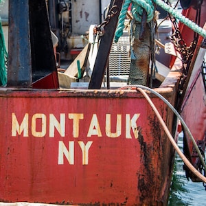 montauk red boat, the dock, montauk, new york, montauk photography