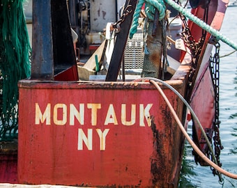 montauk red boat, the dock, montauk, new york, montauk photography