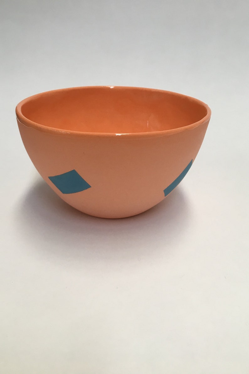 Orange with blue rectangles GEO bowl