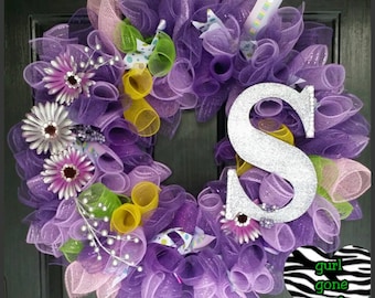 PreTTyInPurple Wreath, Purple Wreath, Spring Wreath, Monogram Wreath
