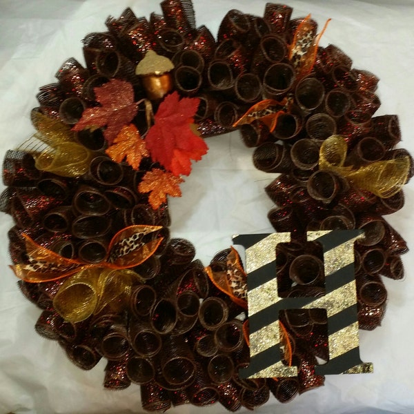 Monogram Wreath, Fall Wreath, Autumn Wreath, Elegant Wreath, Warm Wreath, Glamorous Wreath