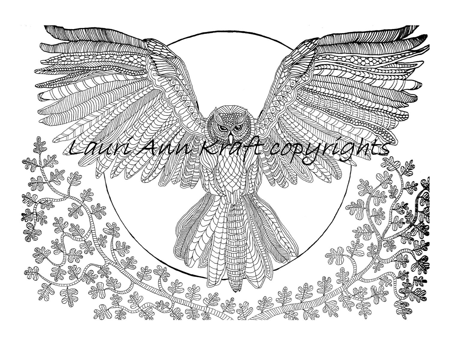OWL animal Printable Adult Coloring Book Page Instant Download Zentangle PDF Kraft Color Meditation