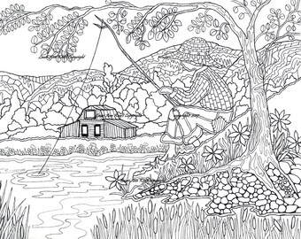 vw voltswagon bus hippie camping printable adult coloring book