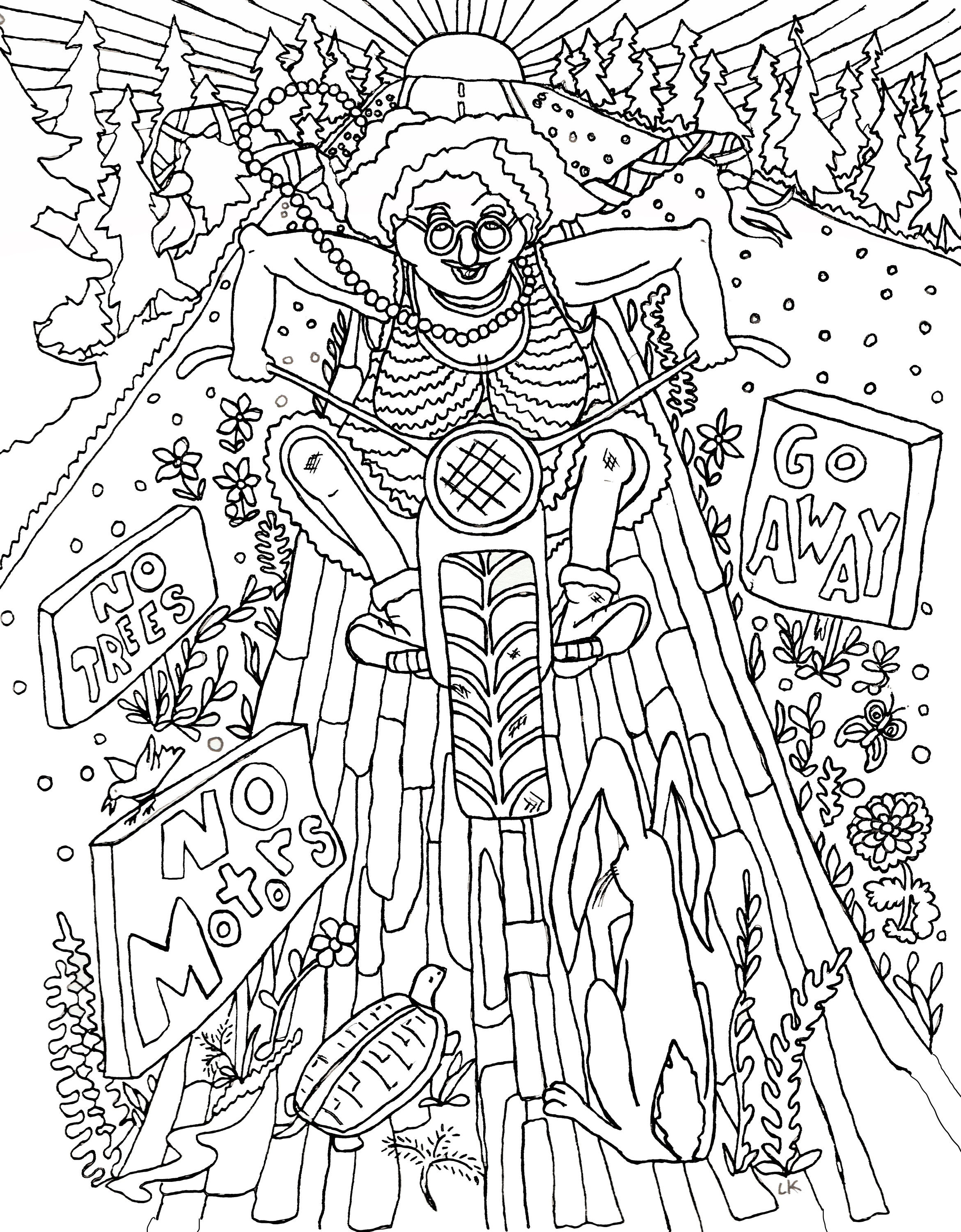 Granny's Off Her Med's Coloring page motorcycle bike | Etsy