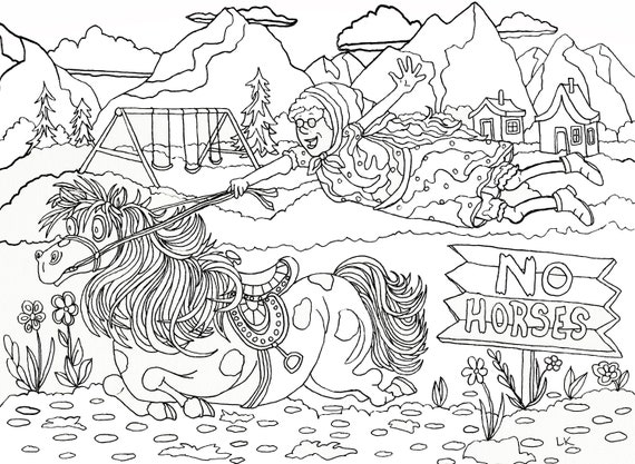 Granny S Off Her Med S Horse Coloring Book Page Etsy