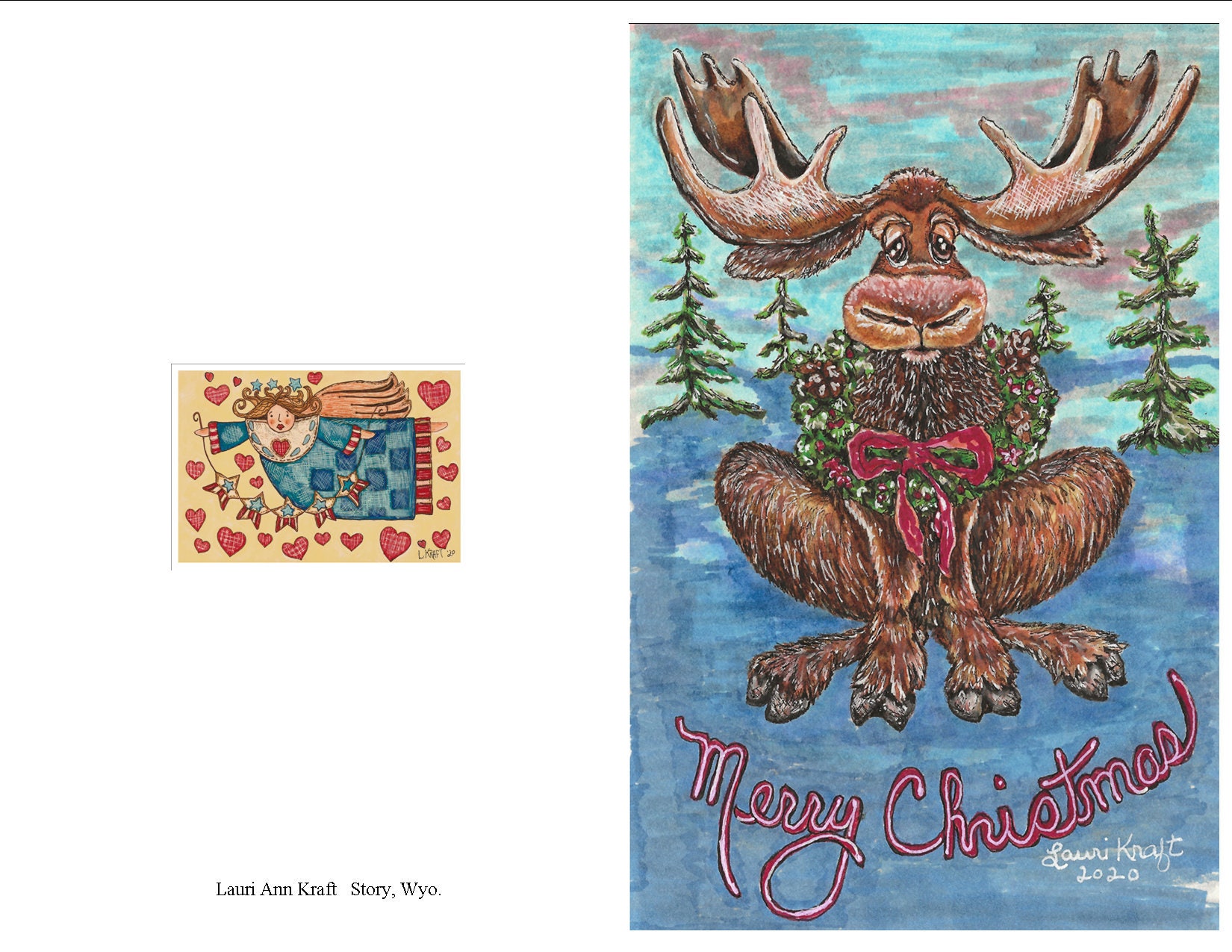 Greeting Card Moose INSTANT Download Merry Christmas Print USA | Etsy