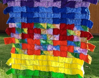 LGBTQ+ Pride Blanket, Rainbow, Rag Quilt, Gay Pride, Pride Flag, Pride