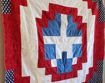 Captain America Rag Quilt, Marvel, Blanket, Handmade, Fanmade, Avengers, Captain America