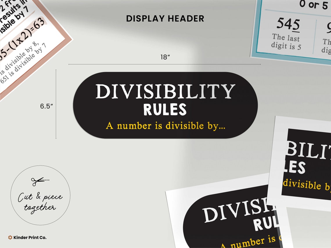 Divisibility rules poster display math classroom posters etsy