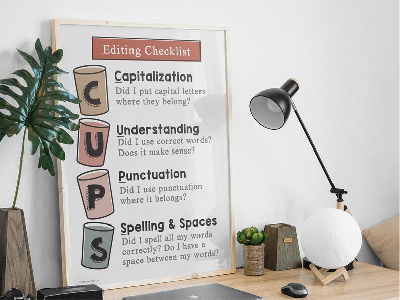 CUPS Editing Writing Strategy Checklist Poster English Etsy