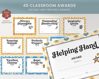 Class Awards Students, End of Year Certificates, Printable and Editable Awards