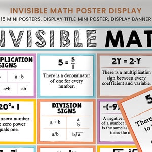 Invisible Math Posters Display, Math Classroom Decor, High school, Middle School Wall Art, School Bulletin Board