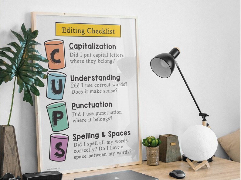 CUPS Editing Writing Strategy Checklist Poster English Etsy