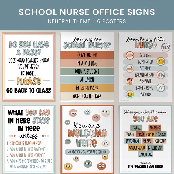 School nurse office signs, health clinic decor, when to visit the nurse, student well being bulletin display