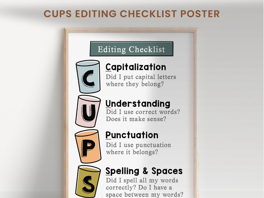 CUPS Editing Writing Strategy Checklist Poster English Etsy Canada