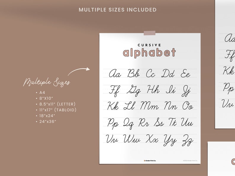 Cursive Alphabet Poster Handwriting Chart ABC Print - Etsy